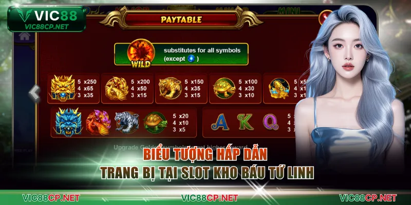 Biểu tượng hấp dẫn trang bị tại slot Kho Báu Tứ Linh