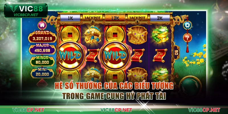 Hệ số thưởng của các biểu tượng trong game Cung Hỷ Phát Tài