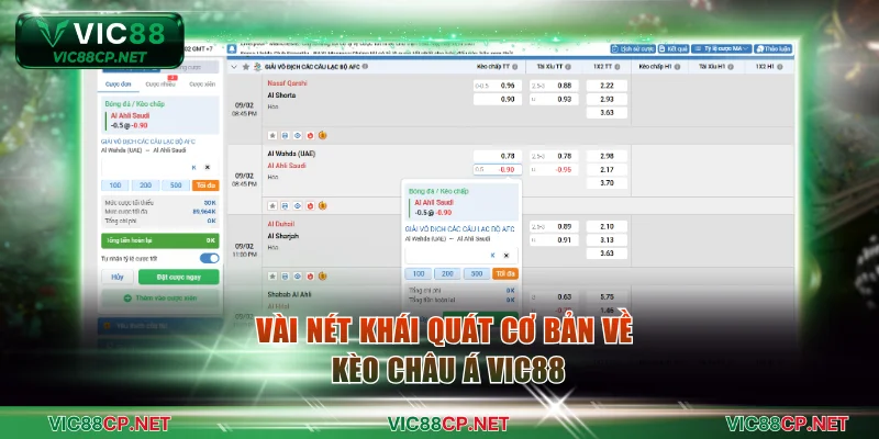 Vài nét khái quát cơ bản về kèo châu Á VIC88